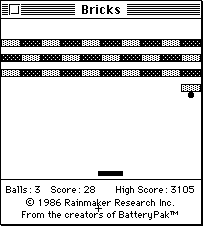 Screen shot of the bricks game