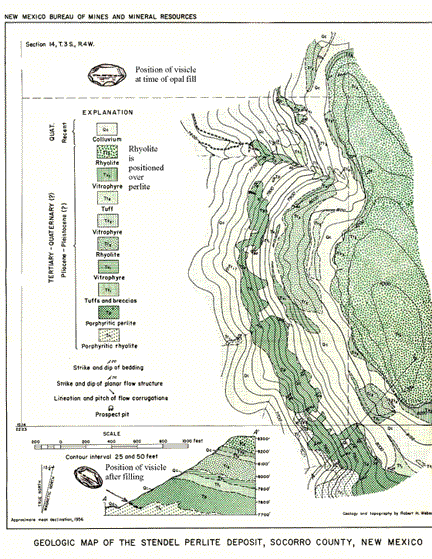 Map of Stendel Perlite Deposit, Socorro, NM