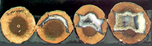 Sequence of degasing and developing in lithophysae