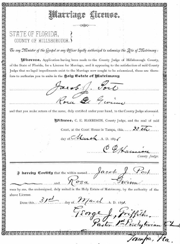 Florida marriage certificates