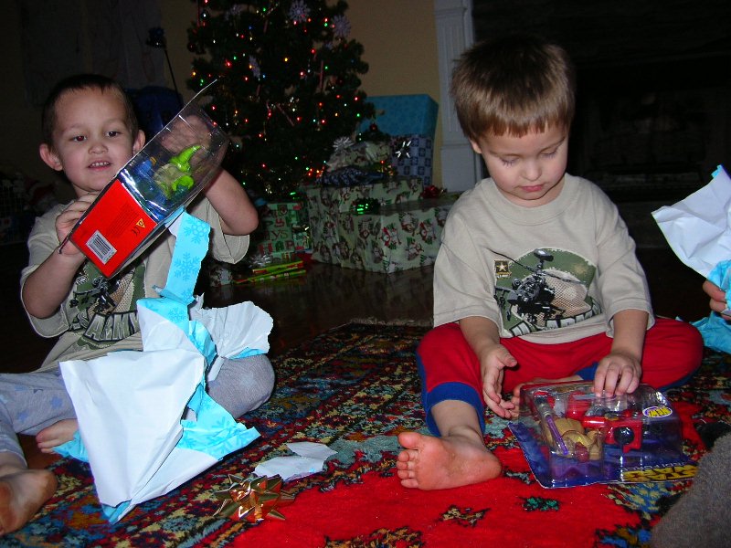 Geoffrey
                  and Connor on Christmas Morning, 2006