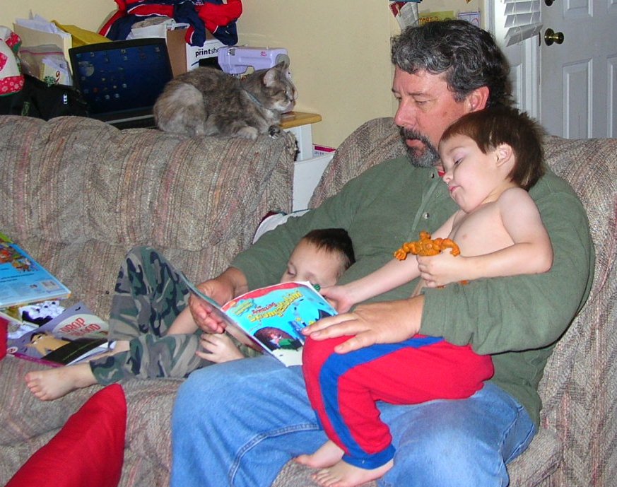 Grandpa
                  with Geoffrey and Connor, after Christmas Burnout
                  hit.