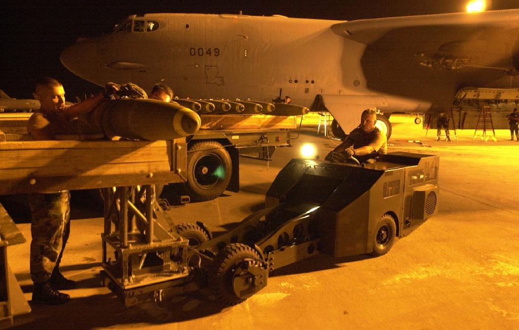 B-52 Bomb Loading -
          night