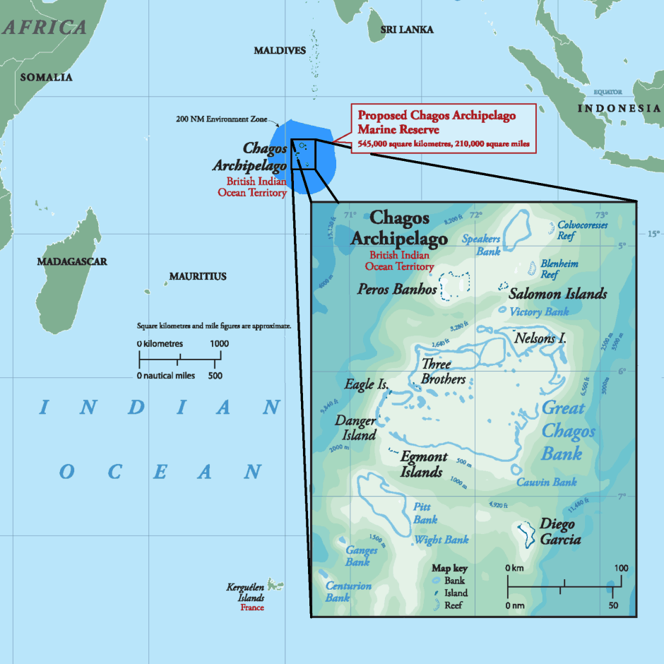 Map of the
                        Chagos Marine Reserve or Protected Area.
