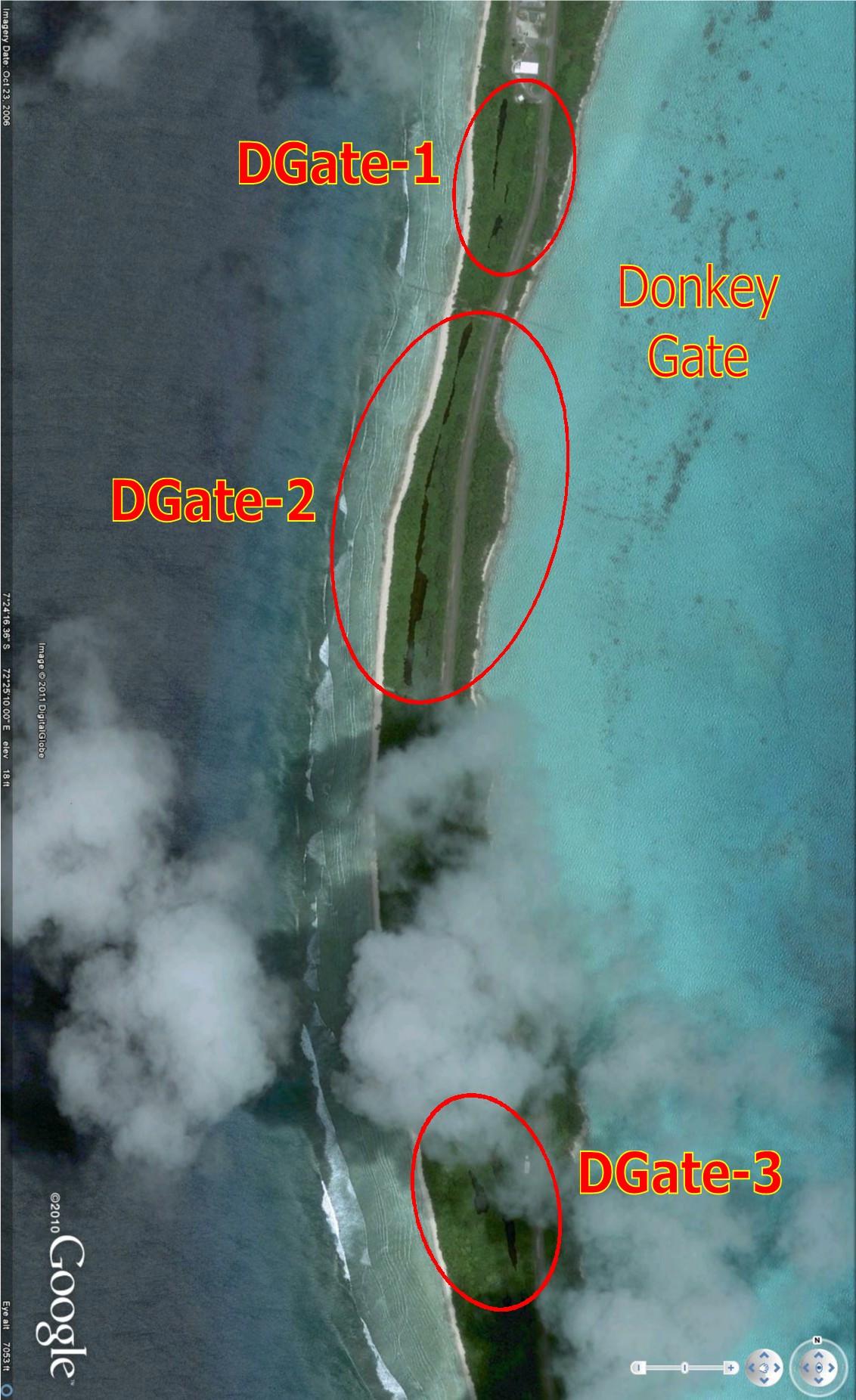 Freshwater areas near
            the Donkey Gate on Diego Garcia Atoll