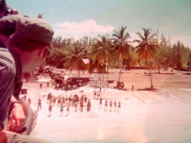 View of Diego Garcia beach head
                        from the USS VERNON COUNTY, March 1971