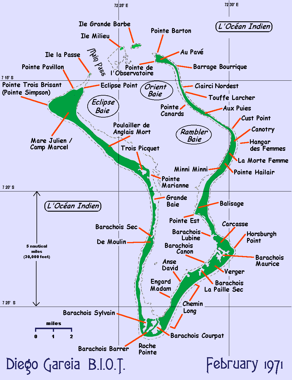 Map of Diego
                      Garcia, 1971