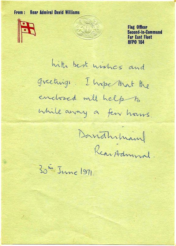Note from RADM
                  Williams, Royal Navy
