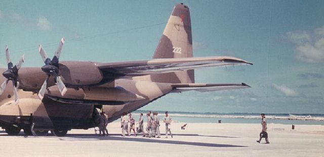 Les
                    Bywater's RAF C-130 from Gan visits Diego Garcia