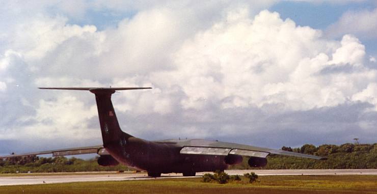 C-141B Taxiis out for
                  Takeoff, Diego Garcia, 1987