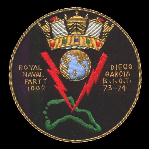 Patch of the Royal Naval
                Party 1002, Diego Garcia, 1973