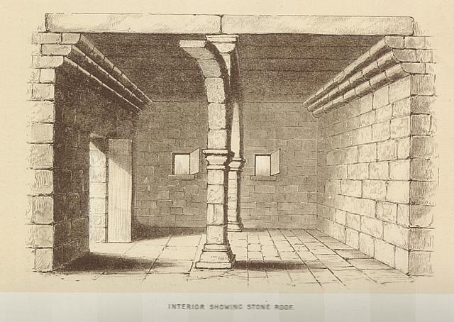 Interior Showing Stone Roof.