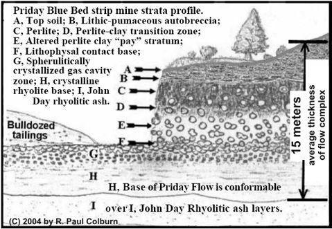 Diagram of the Priday Blue Bed Thunderegg Deposit, Madras, Oregon