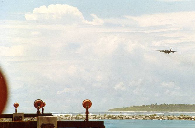 C-141B on left base
                  for Runway 13, Diego Garcia, 1987