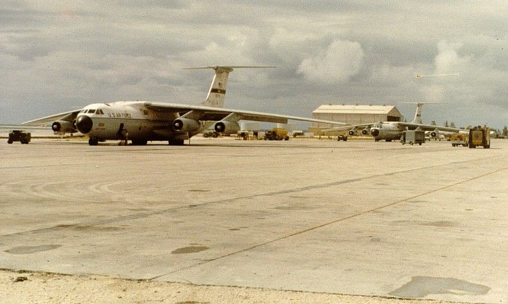C-141s on the MAC Ramp at
                    Diego Garcia, 1981