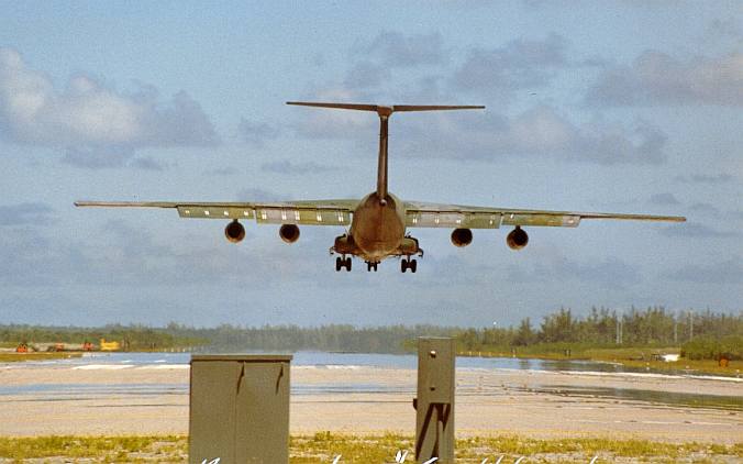 C-141B over the
                  numbers, Runway 13, Diego Garcia 1987