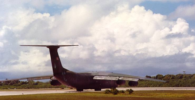 C-141B Taxiis out for
                  Takeoff, Diego Garcia, 1987